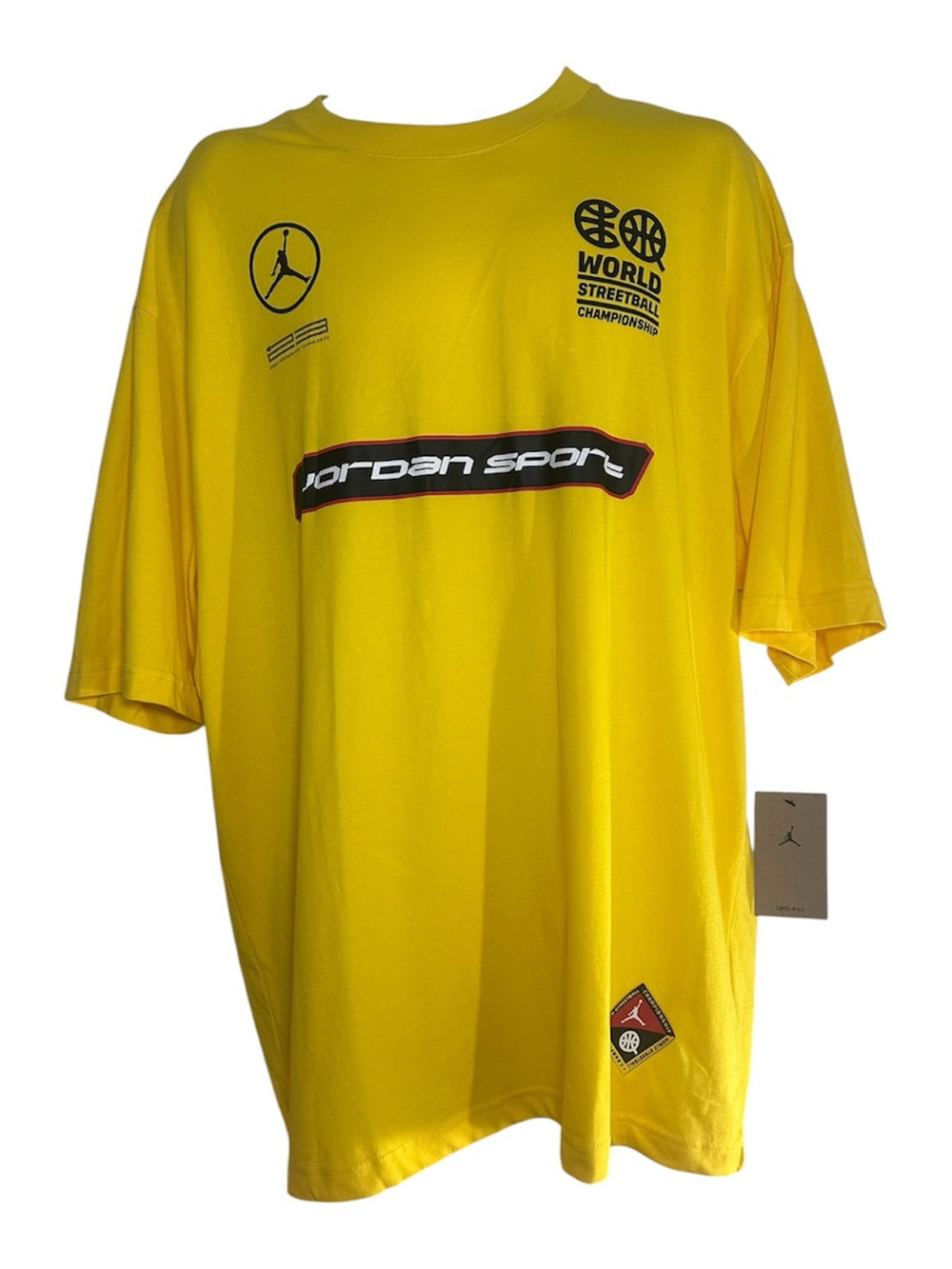 Jordon Sport Qual 54 World  Street ball Championship Tee Tour Yellow Mens XL NWT